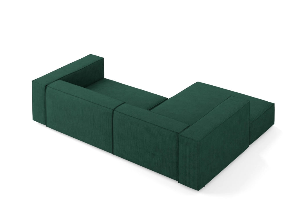 Cosmopolitan Design - Divano angolare sinistro "Arendal" 3 posti in ciniglia con effetto a coste verde bottiglia 