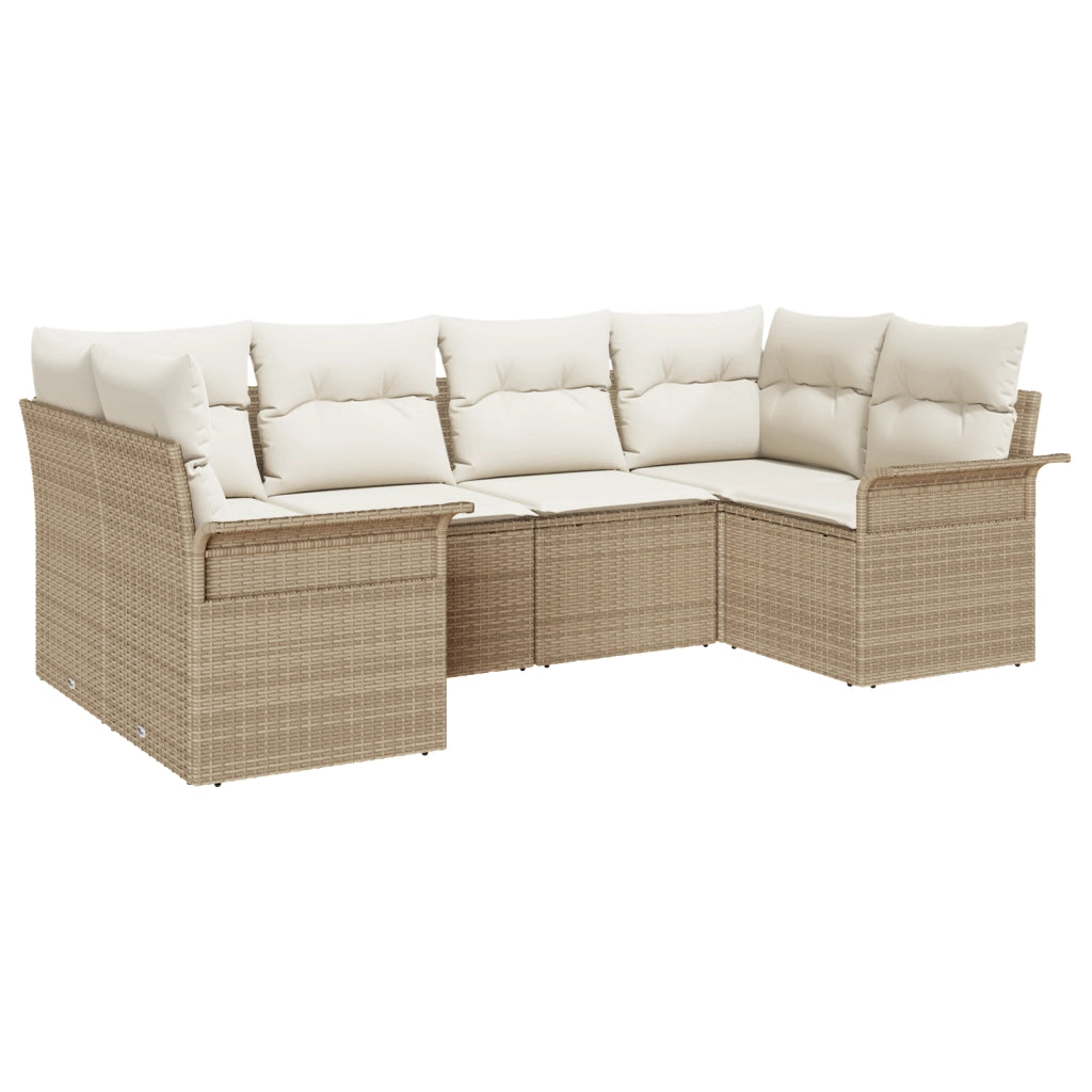 Set di divani da giardino 6 pezzi con cuscini Beige Polyrattan