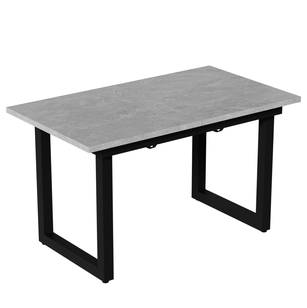 Tavolo da pranzo allungabile in MDF e metallo; stile industriale; grigio e nero