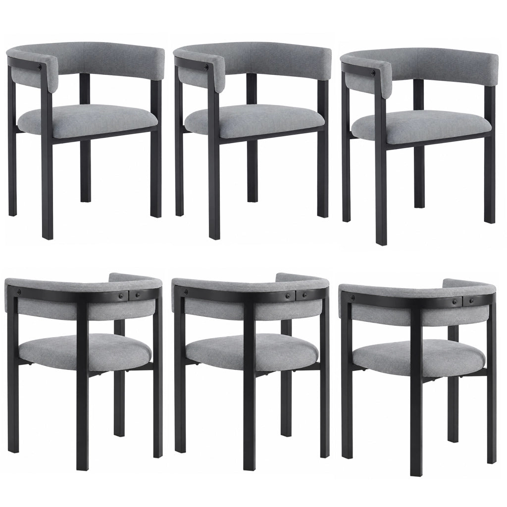Set di 2 sedie da pranzo moderne in Chenille grigio, schienale curvo, struttura in metallo, portata 150 kg
