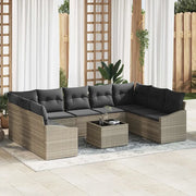 Set di divani con cuscino 10 pcs Grigio chiaro polyrattan 3346892