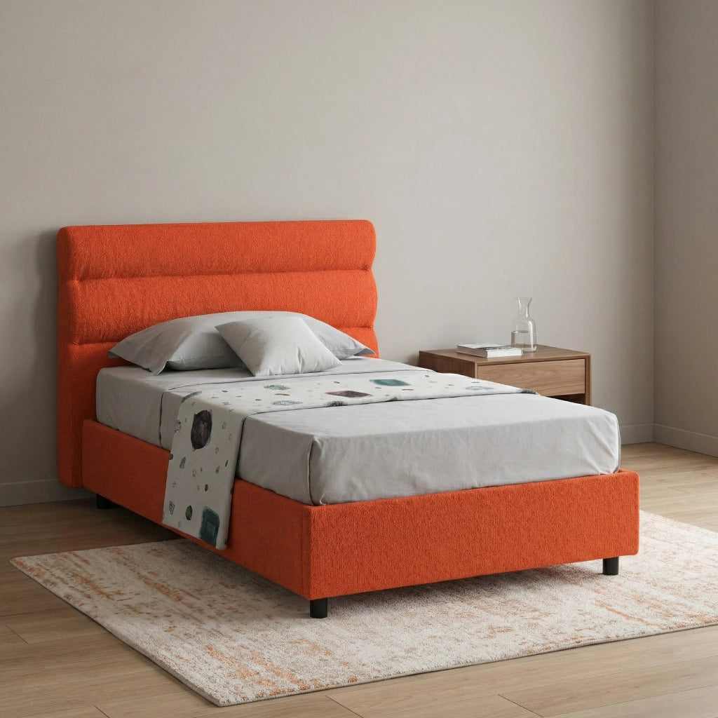 Adalpina, Letto Singolo Materasso Incluso Made in Italy, Arancione