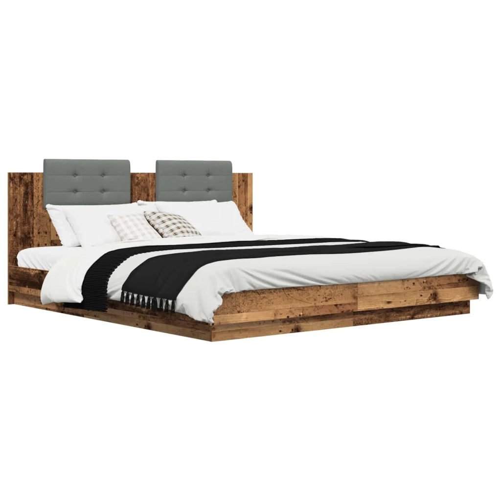 Struttura letto con testata-Giroletto Legno vecchio 200 x 200 cm