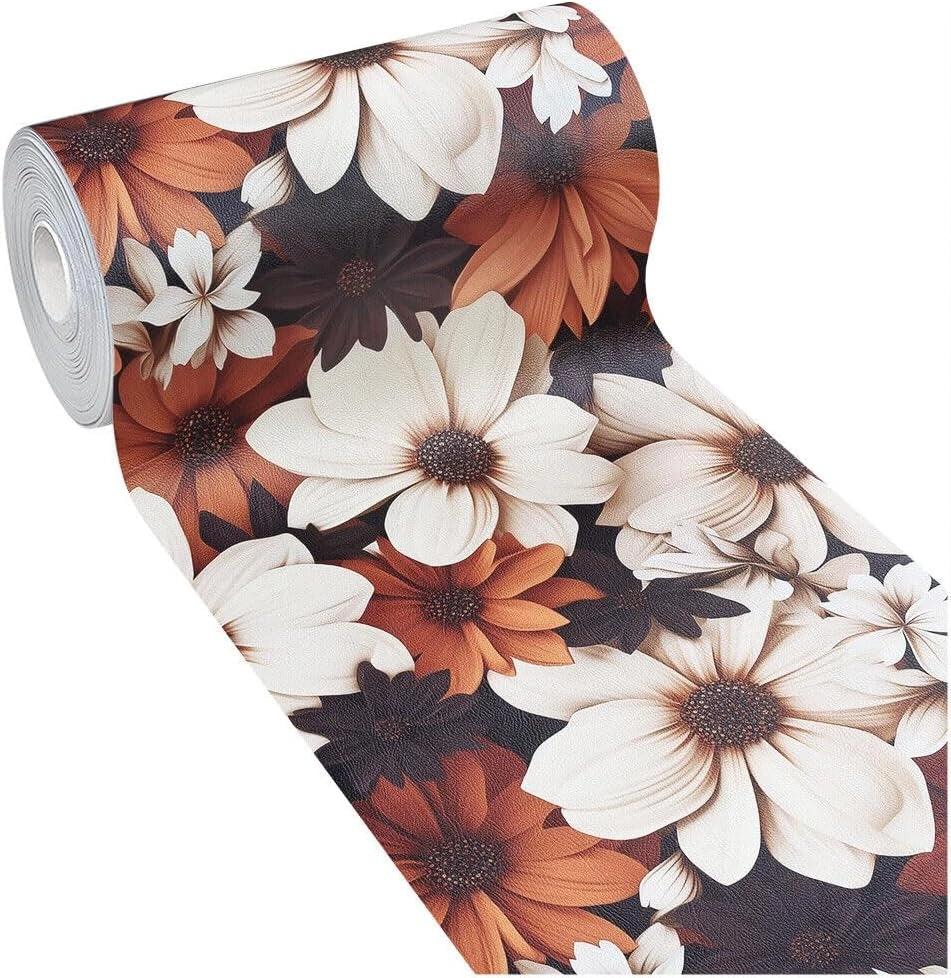 Tappeto Cucina Gomma Pvc 51x360 cm Design Elegante Morbido Antiscivolo Fiori 3D Colori Caldi
