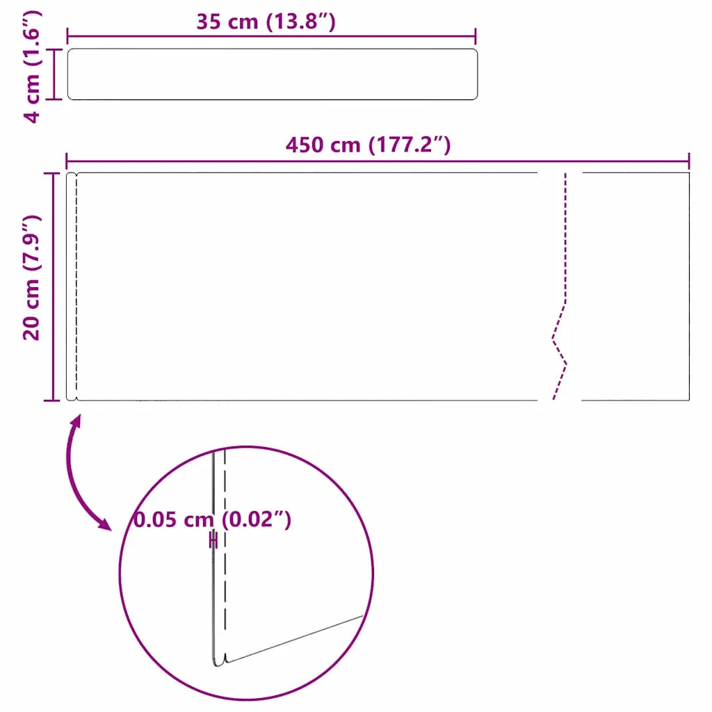 vidaXL Finitura per Prato da Giardino Argento 450 x 20 cm