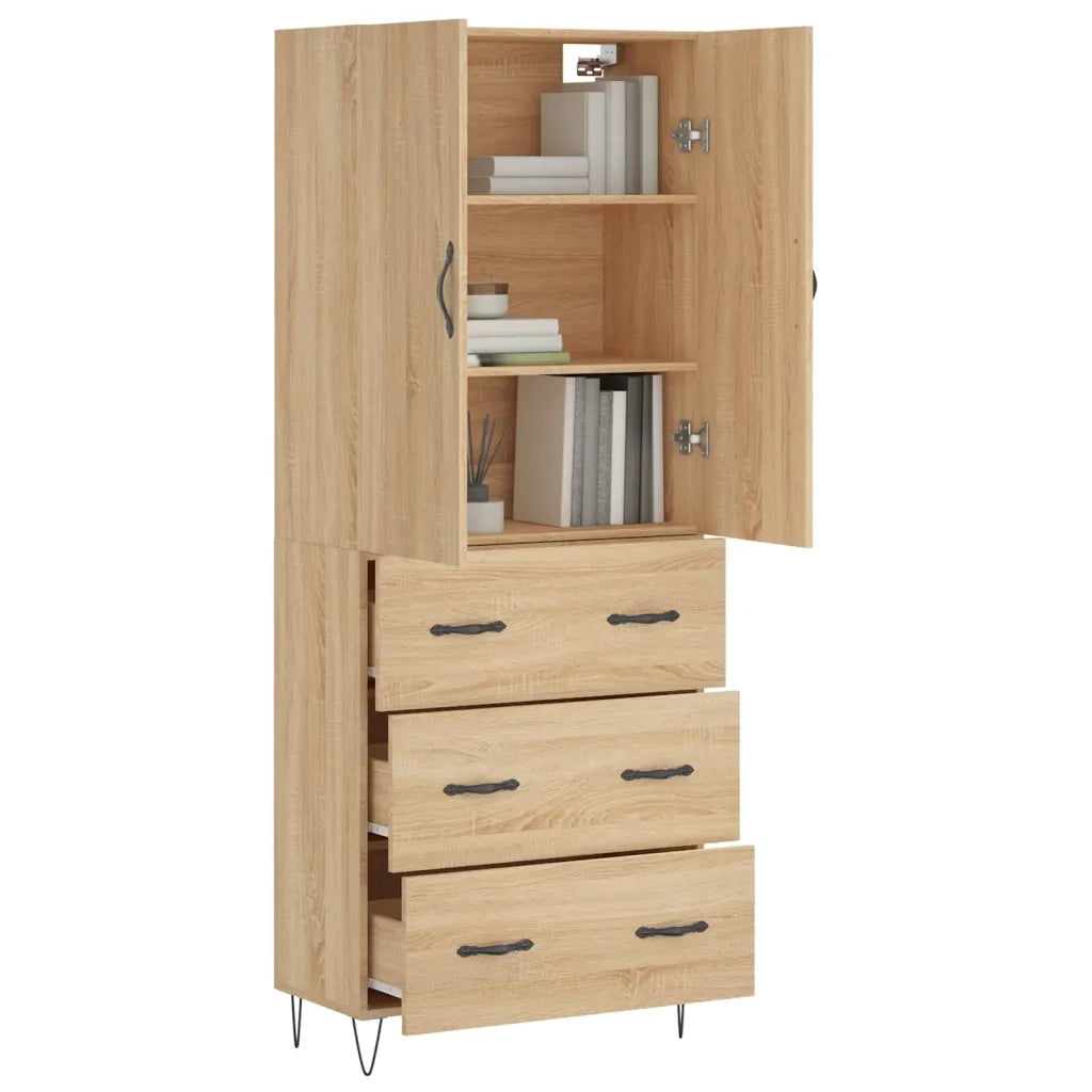 Credenza-Buffet-Armadio da cucina Rovere Sonoma 69,5x34x180 cm in Legno Multistrato 281637