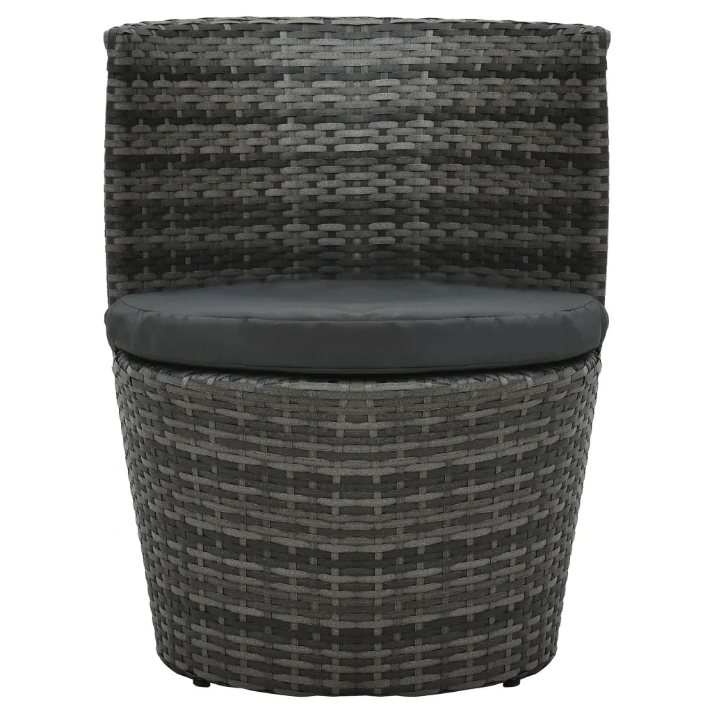 Set da Bistrot 3 pz con Cuscini in Polyrattan Grigio cod mxl 44591