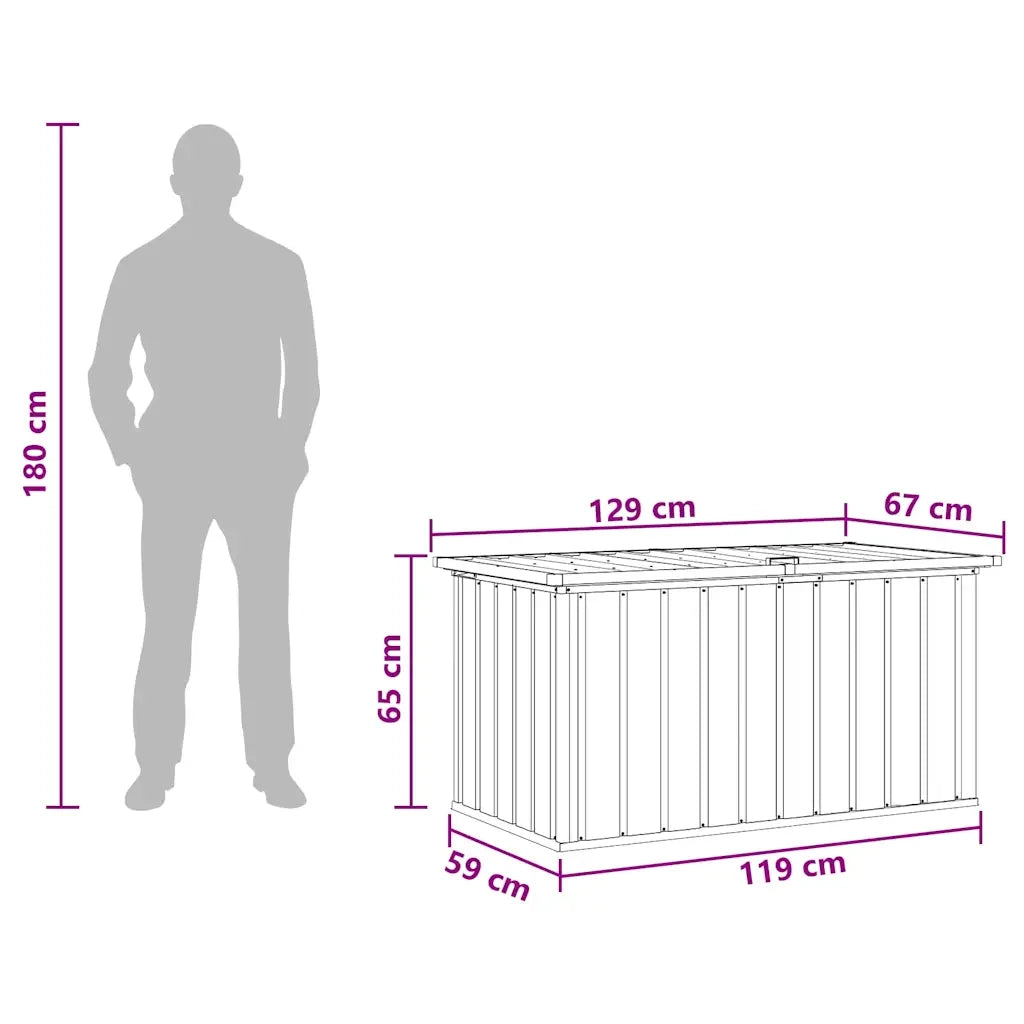 Baule da Giardino Grigio 129x67x65 cm 46262