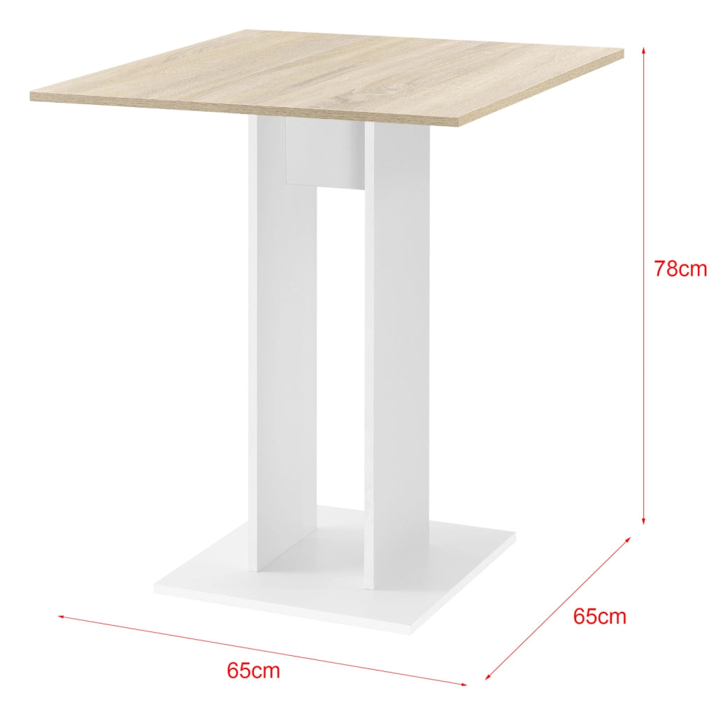 Tavolo Quadrato Lindesnes da Cucina Pranzo Bar 65 x 65 x 78 cm - Effetto Rovere / Bianco [en.casa]