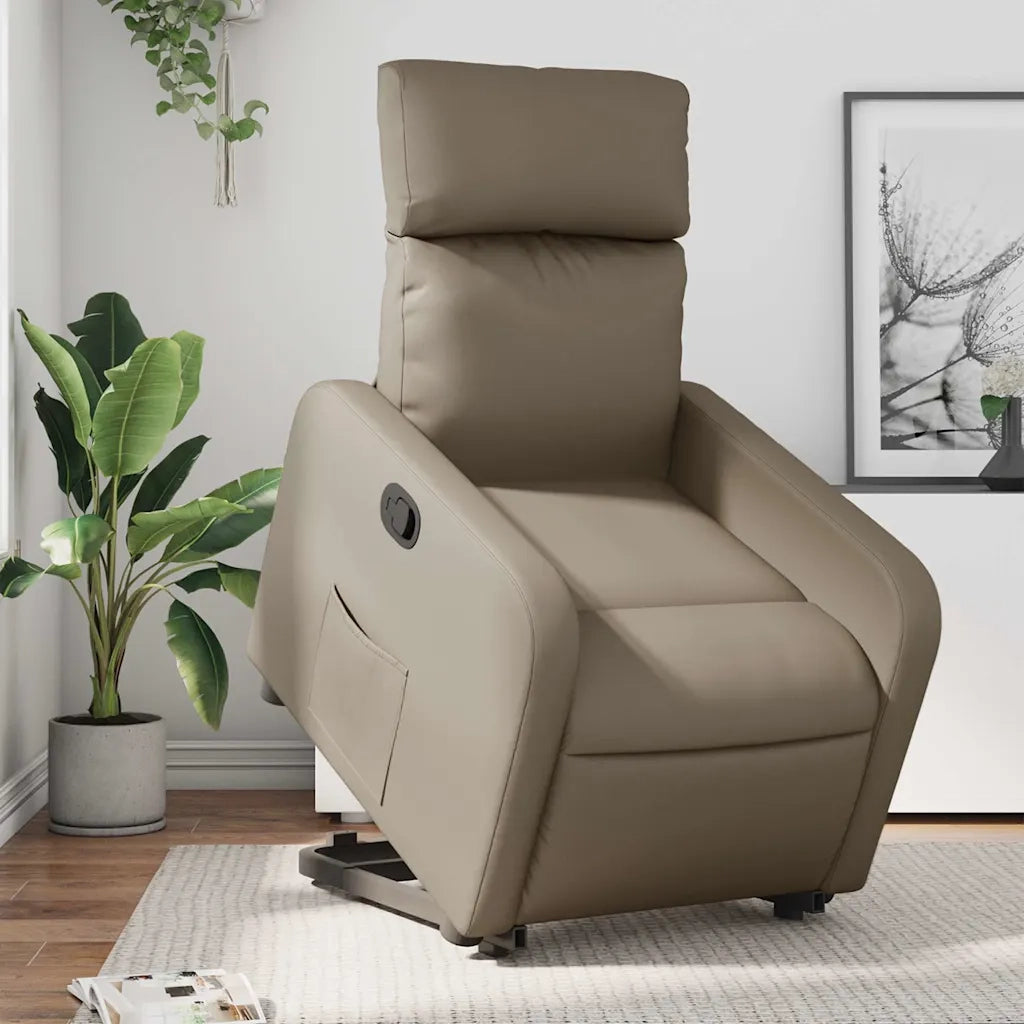 Poltrona | Sedia Relax Alzapersona Reclinabile Cappuccino in Similpelle