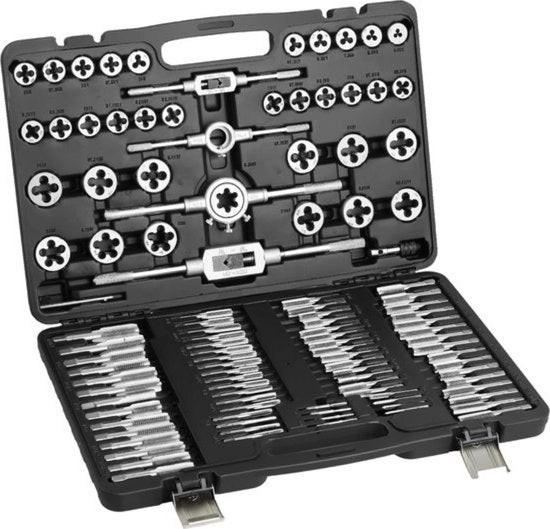 Set di punte per filo - 110 pezzi - M2 a M18 - Per lisciatura e riparazione - Inclusa valigetta