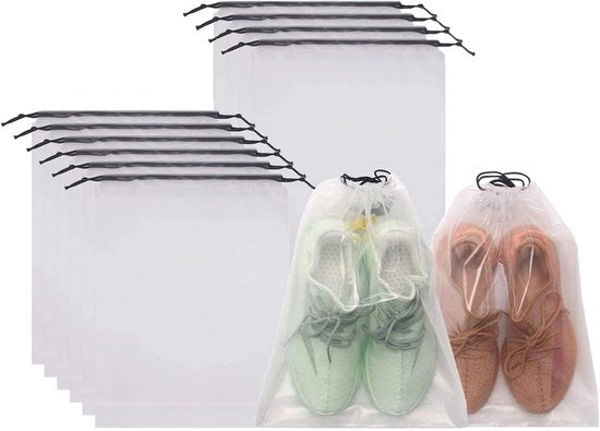 Set di 10 pezzi - Borsa impermeabile per scarpe con cordoncino - Translucida - Finitura opaca - Borsa con cordoncino - Intimo, slip, scarpe - Borsa per stivali - Borsa per viaggi - Stile e bello - Semplice e elegante