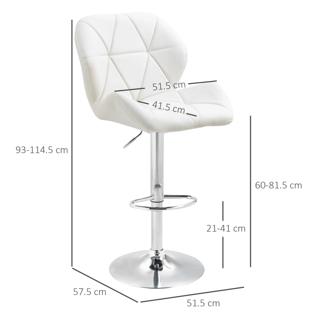 Sedia da Bar Regolabile con Schienale ¨C zephmum ¨C Bianco Metallo Pelle PU 51.5x57.5x93-114.5cm