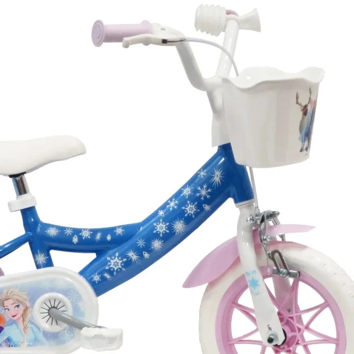 FROZEN 12, bicicletta per bambini, adatta a bambini tra i 3 e i 5 anni, per altezza tra 85 e 105 cm, cestino e portabamb