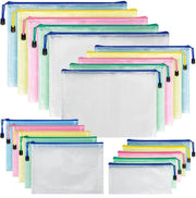 Documentenmap A3+A4+A5+A6, 20 pezzi, tas documenti PVC impermeabile a rete con chiusura a raccordo per ufficio, carta, cosmetici e accessori di viaggio, tasche per adulti, bambini, studenti