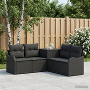 Set di divani 5 pz Nero Rattan sintetico e Acciaio 3447751