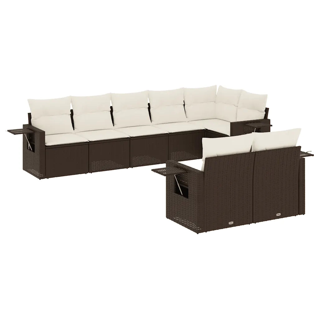 Set Divani da Giardino 8 pz con Cuscini Marrone in Polyrattan 3220422