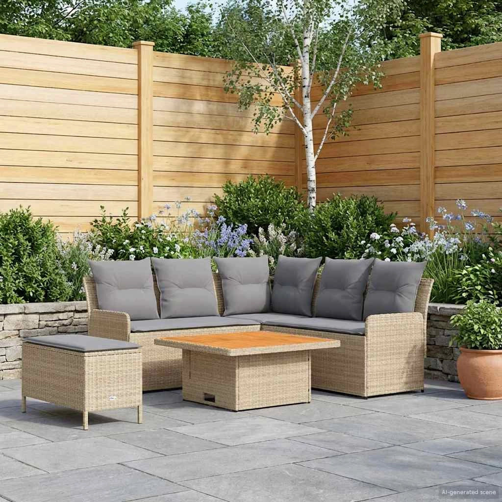 Set di Mobili 5 pz Beige e Grigio Chiaro Rattan in PE 3422205