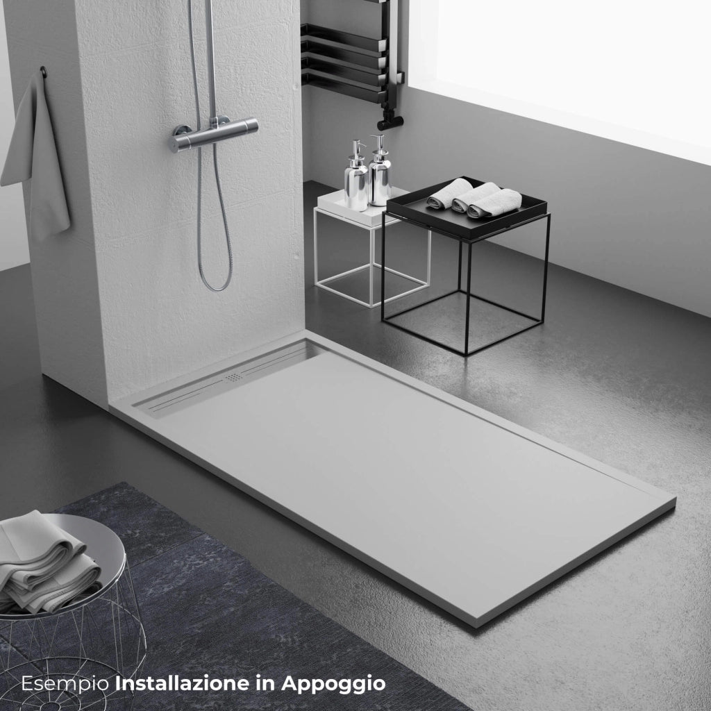 Piatto Doccia 80x100 cm in Pietra Bonussi Trivor Grigio Chiaro