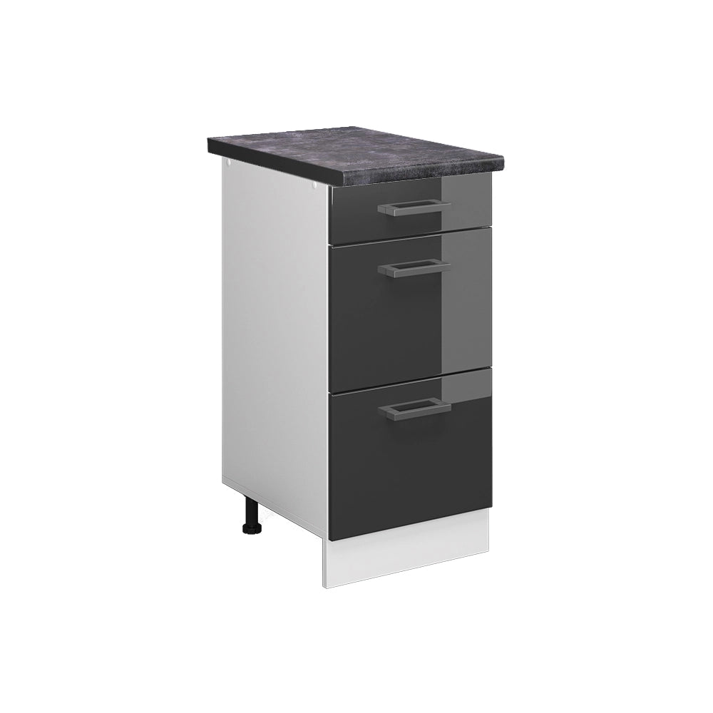 Vicco Mobiletto base per cucina Antracite lucido 40 cm con cassetti, PL Antracite