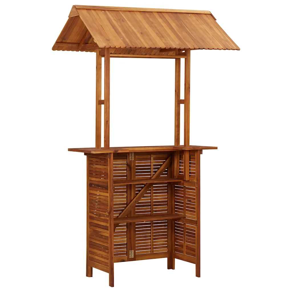 Tavolo Bar Esterno con Tetto 113x106x217cm Massello di Acacia 45909