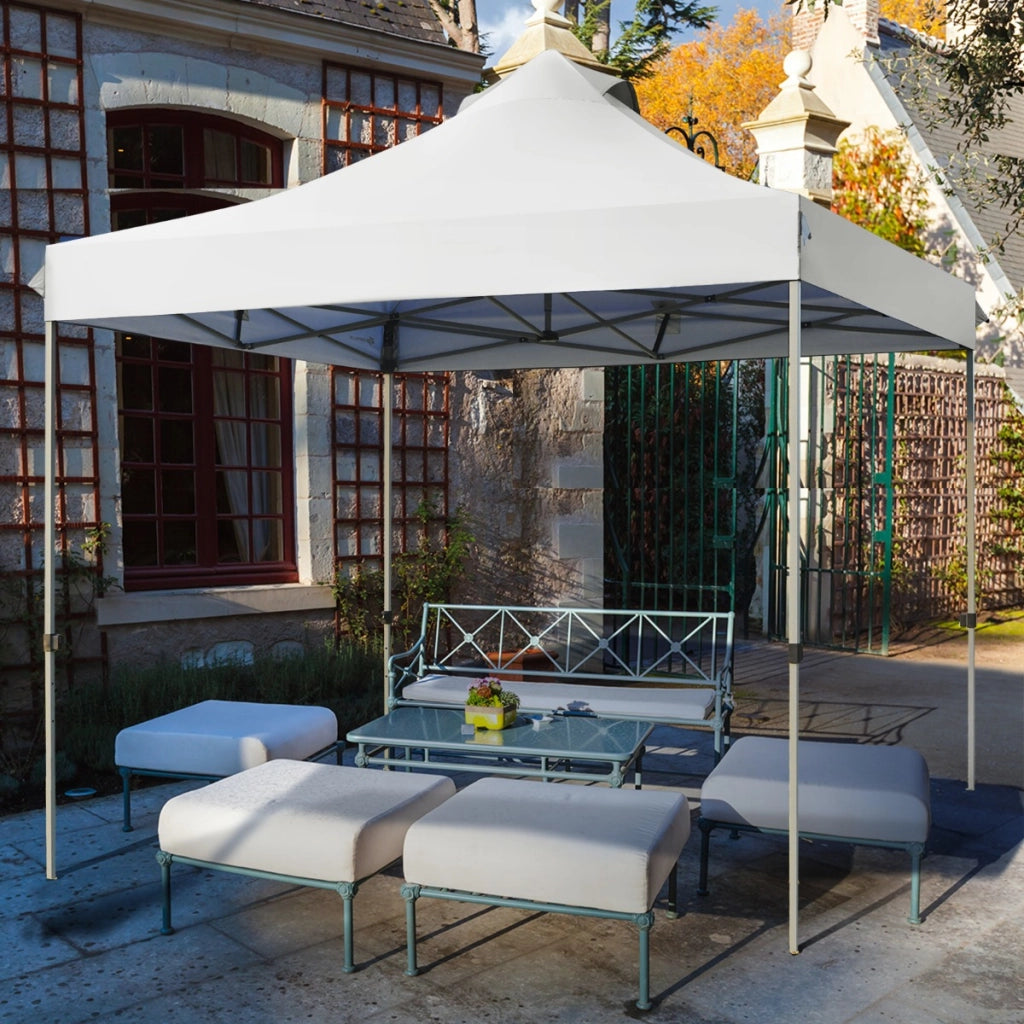 Tendone pop up 3x3m pieghevole impermeabile con borsa a ruote, Tenda da festa all'aperto facile da montare Bianco-Gazebo