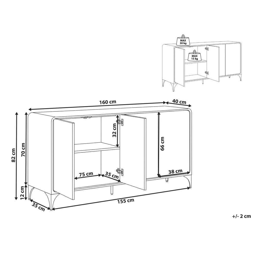 Credenza marrone scuro in MDF impiallacciato con 4 ante Cowell