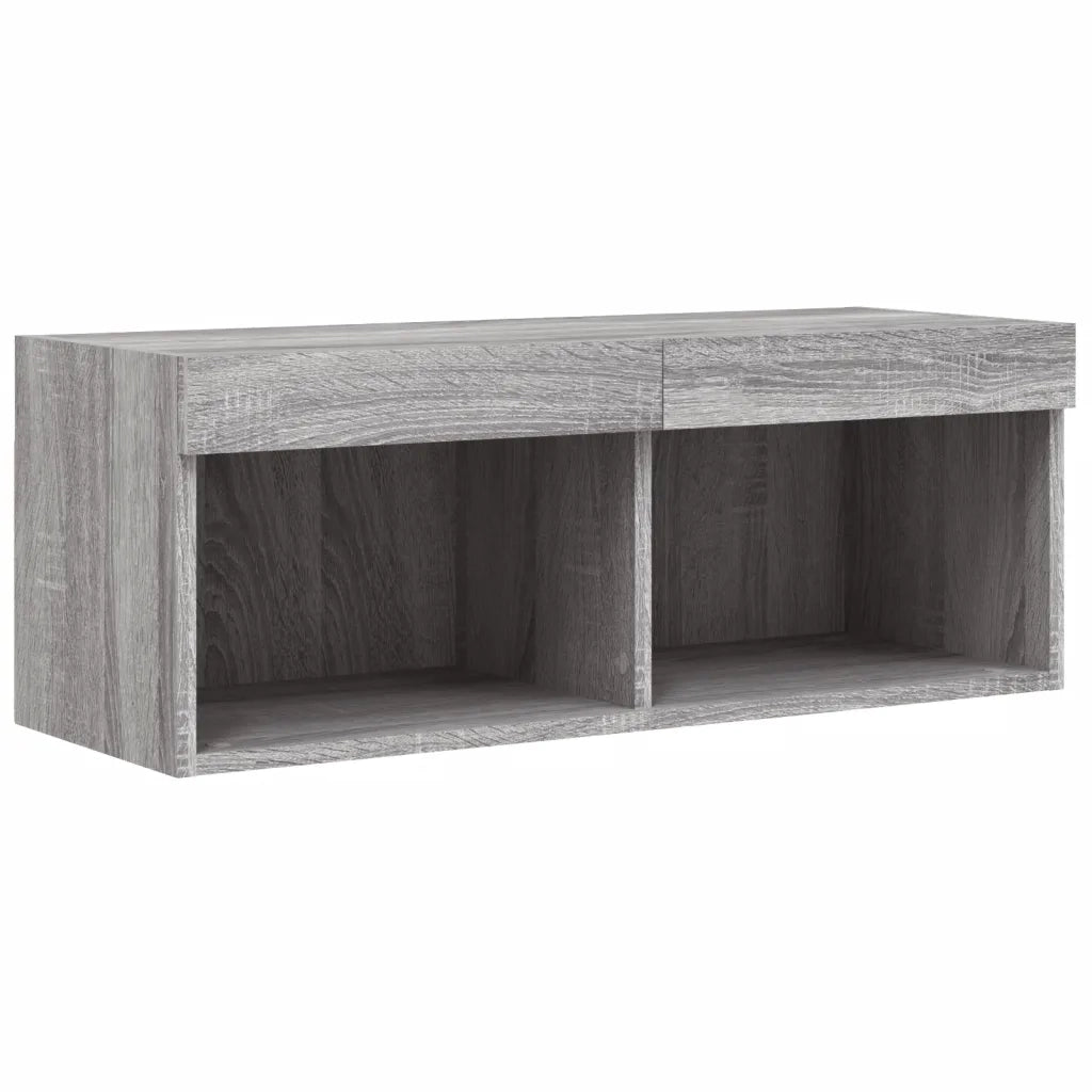 Mobili TV a Muro con LED 4pz Grigio Sonoma in Legno Multistrato 3216666