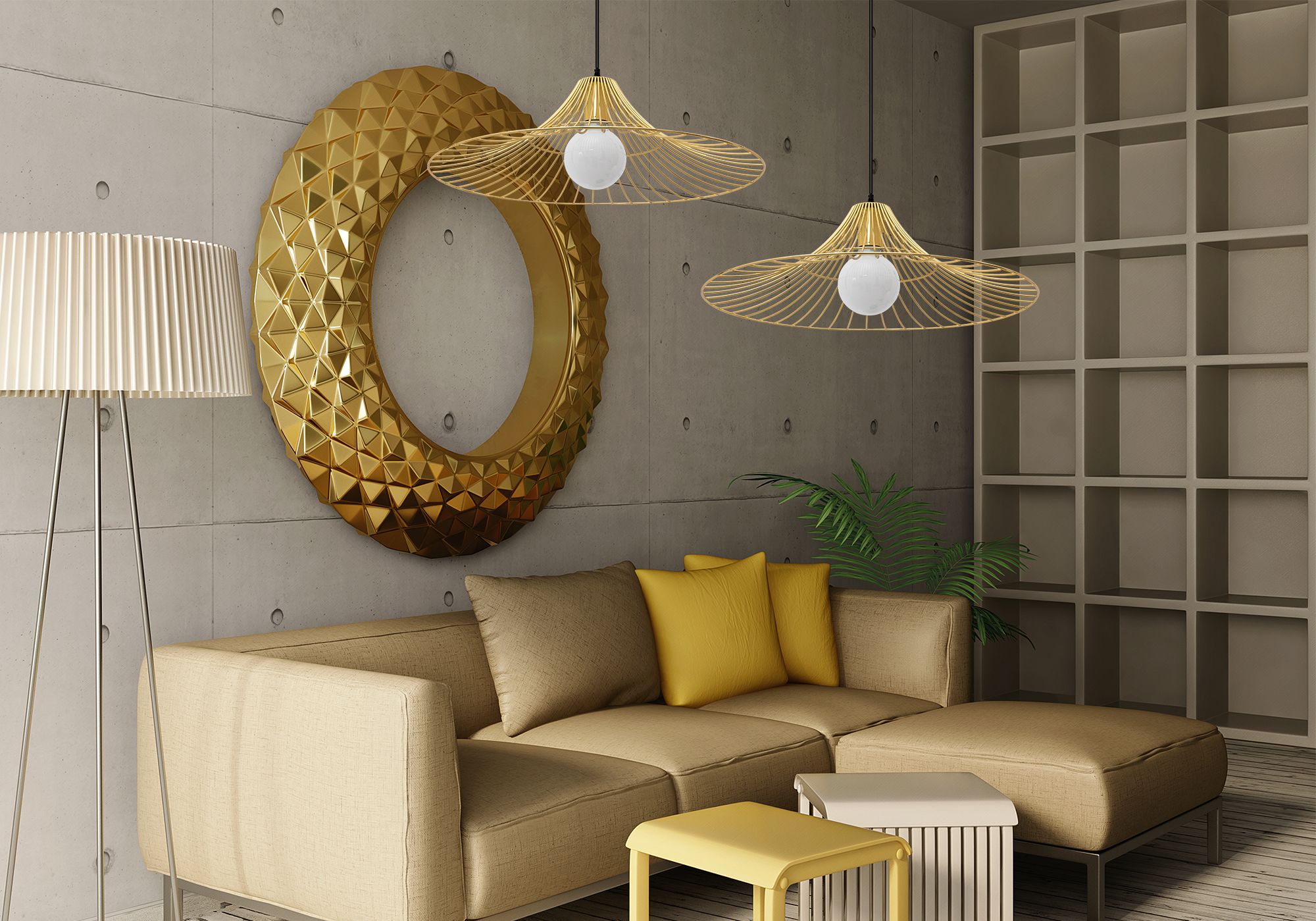 Lampada Da Soffittopensile Piatto Rotondo Loft Oro APP499-1CP