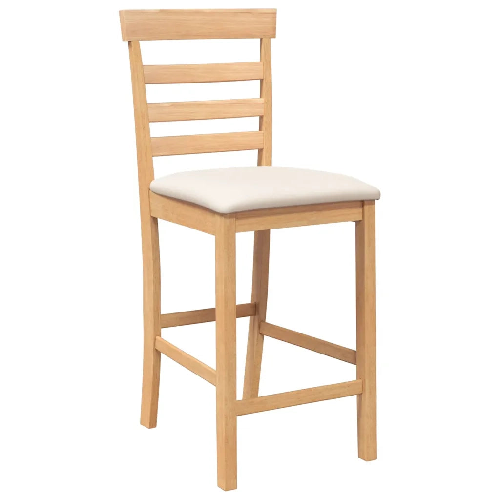 Sgabelli da Bar con Cuscini 2pz Naturale Legno Massello Hevea 4102539