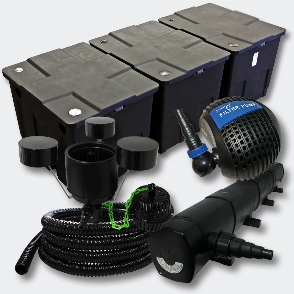 Kit: sistema di filtrazione per laghetto da 90000 l sterilizzatore UVC da 72 Watt pompa skimmer 4216467
