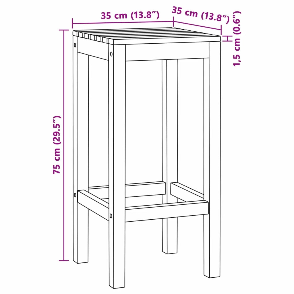 Sgabello da bar 4 pcs Naturale 35 x 35 x 75 cm