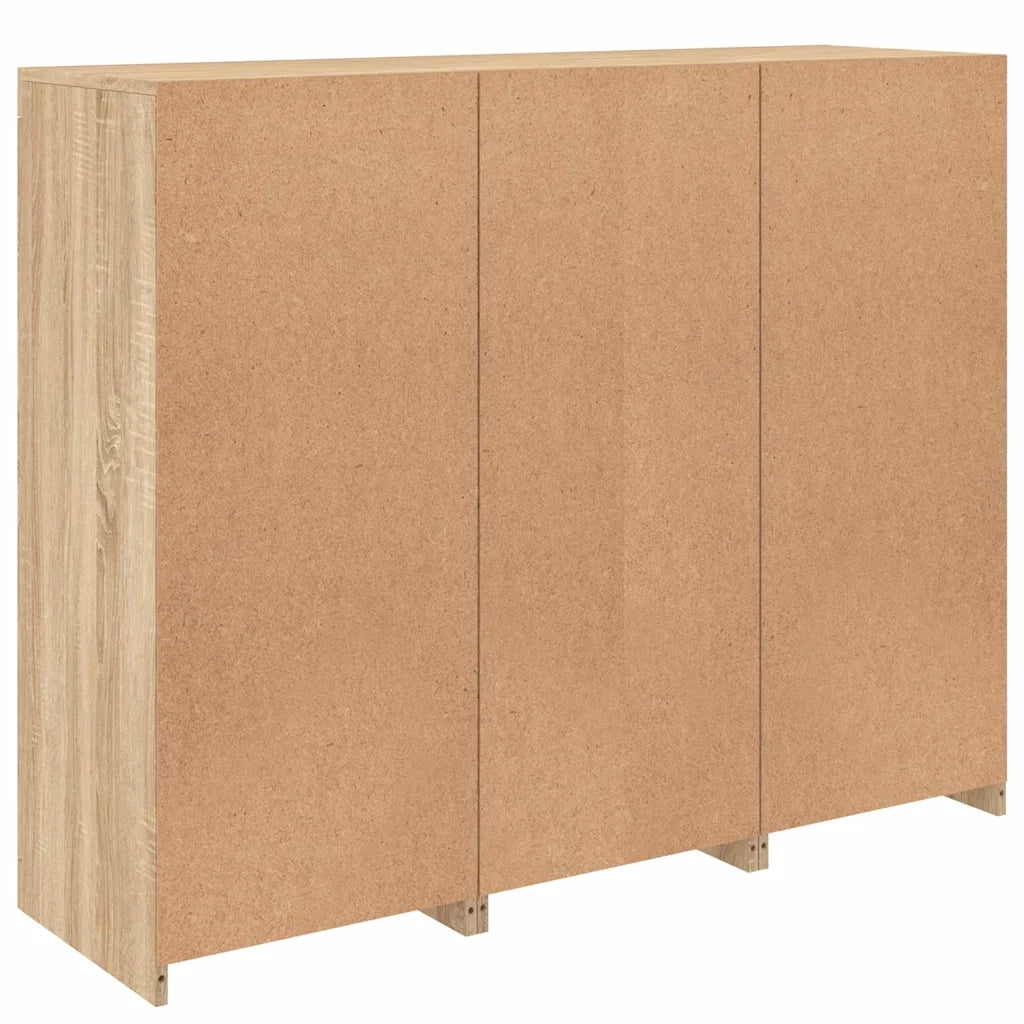 Credenze con Luci LED 3 pz | Madia | Buffet da pranzo | Armadio da pranzo Rovere Sonoma in Legno Multistrato