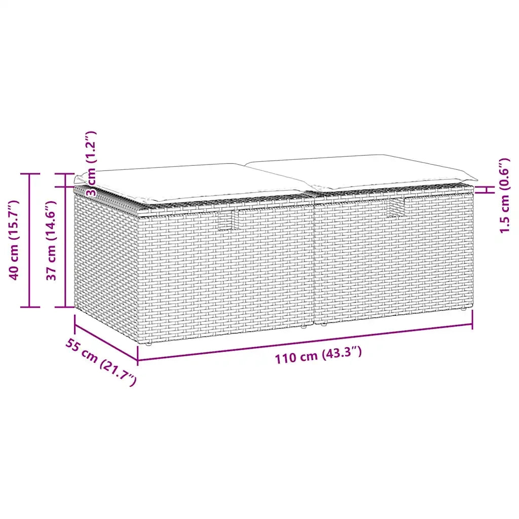 Divano Giardino 2pz con Cuscini-Sofa da Giardino-Divanetto da esterno Grigio Chiaro Polyrattan Acacia 669207