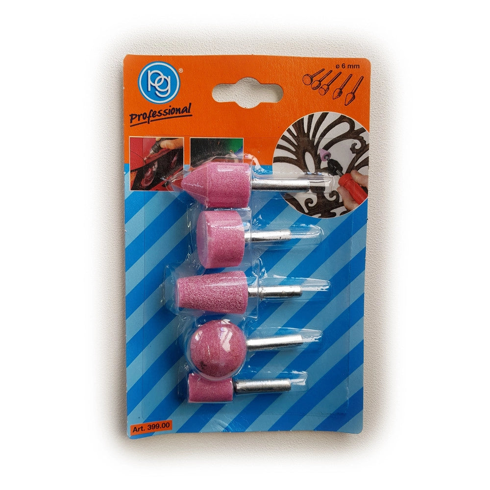 Mole su perno in corindone abrasivo rosa per trapano, diametro 6mm