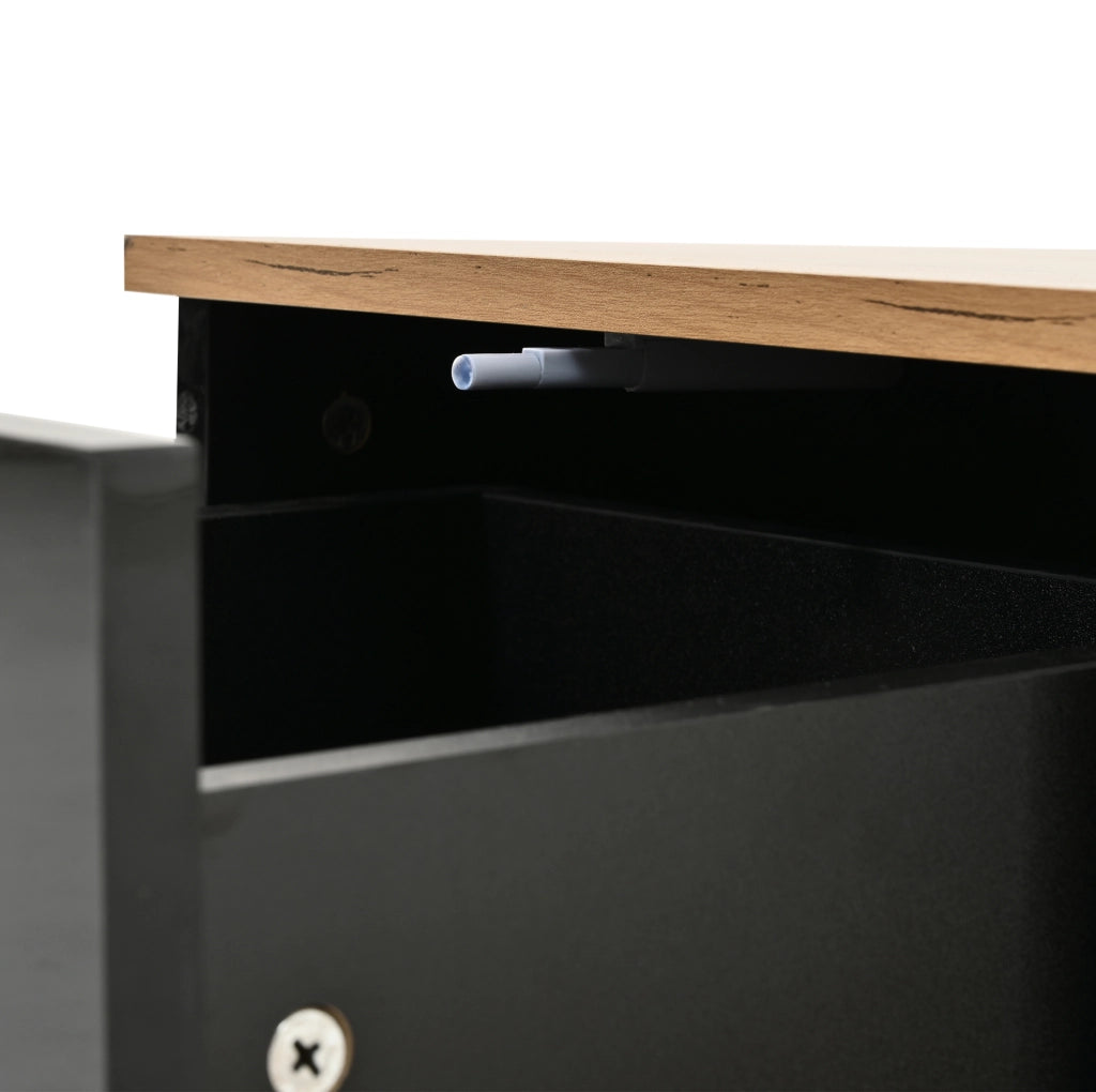 Tavolino da caffè 70x70x31;5 cm con 3 cassetti e vano aperto in truciolare nero e naturale