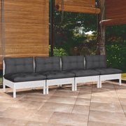 Divano da Giardino 4 Posti con Cuscini-Sofa da Giardino-Divano da esterno Antracite Legno di Pino