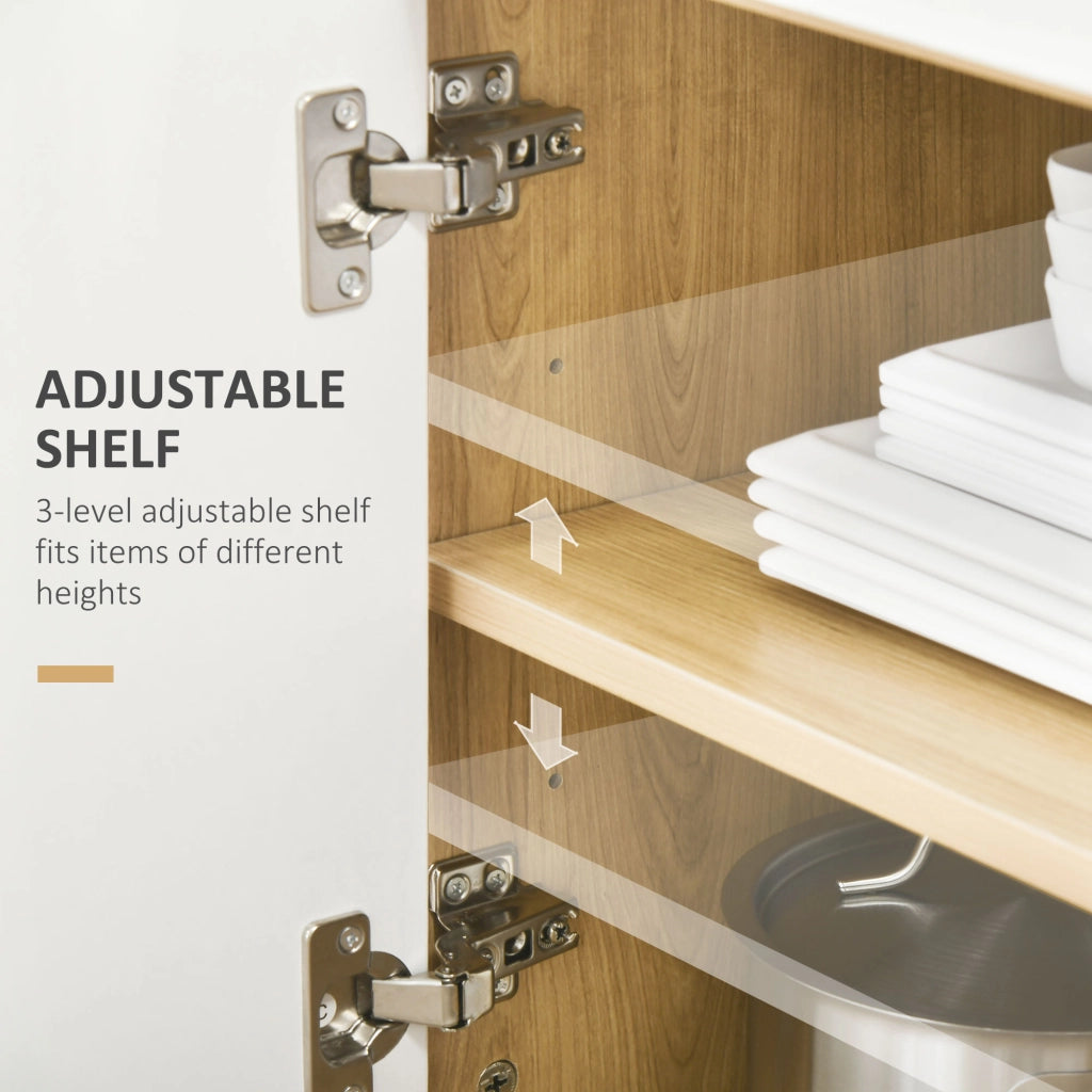 EasyComfort Mobiletto per Microonde in Truciolato con Ripiano Superiore, Cassetto Scorrevole e Armadietto, 58x40x118 cm