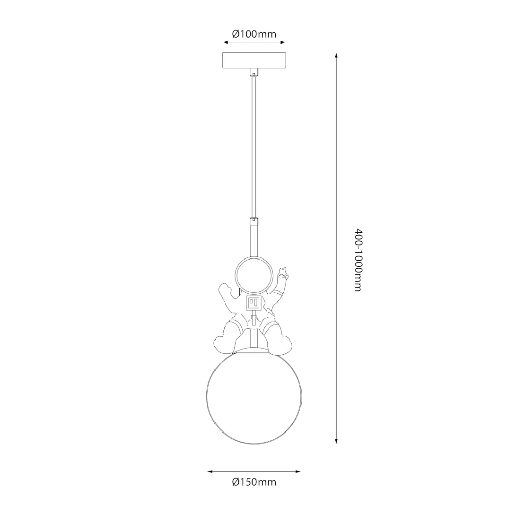 Lampada sospesa Astronauta bianco oro E27 60W Milagro
