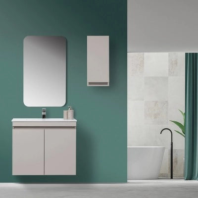 Mobile Bagno Sospeso 2 Ante Tortora L.80cm con Specchio