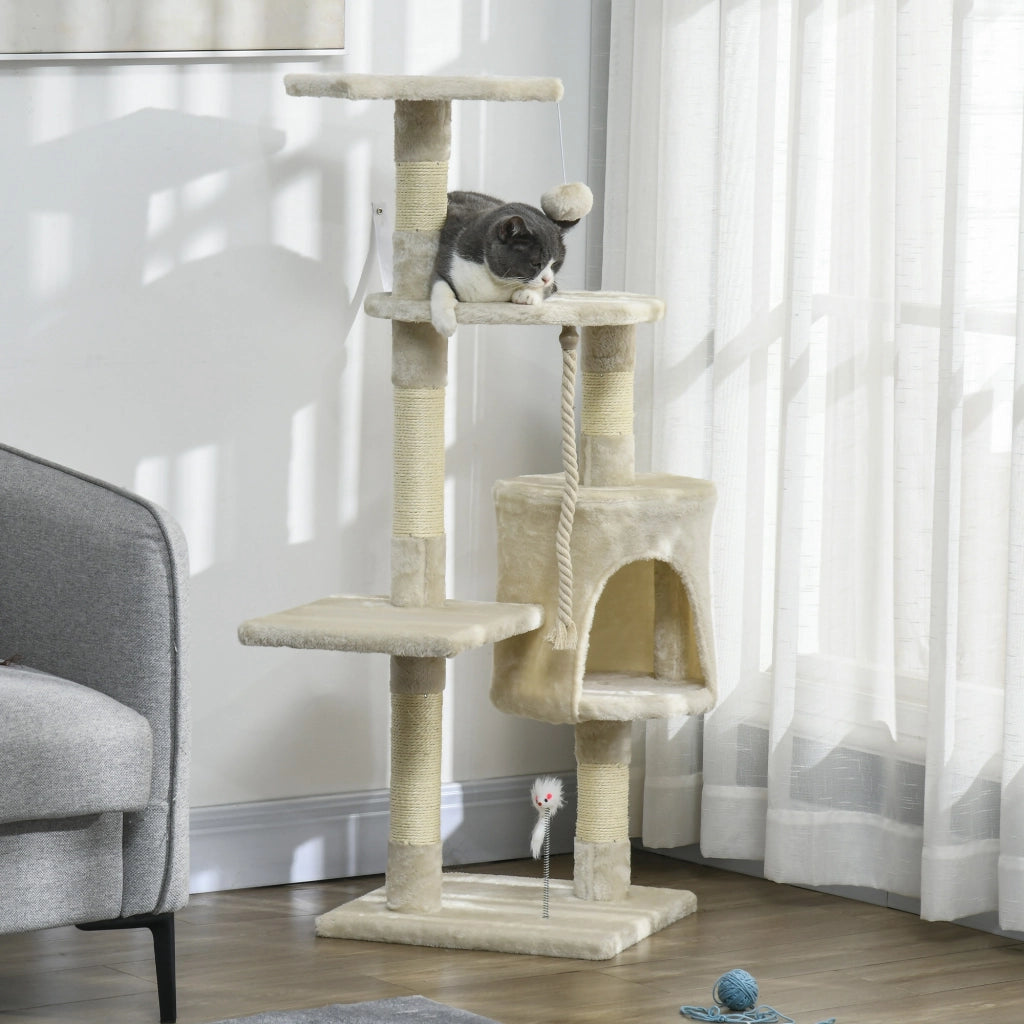Albero per Gatti con Piattaforme e Giocattoli ¨C Zephmum ¨C Beige 116 cm