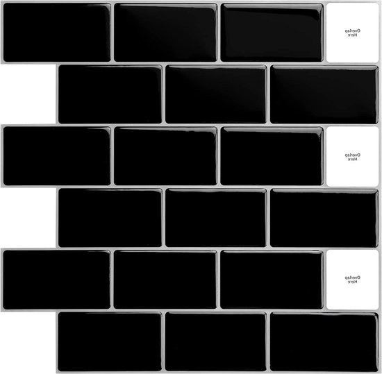 Tegoli da incollare per parete di cucina 30 * 30cm - Nero lucido - A17000BK