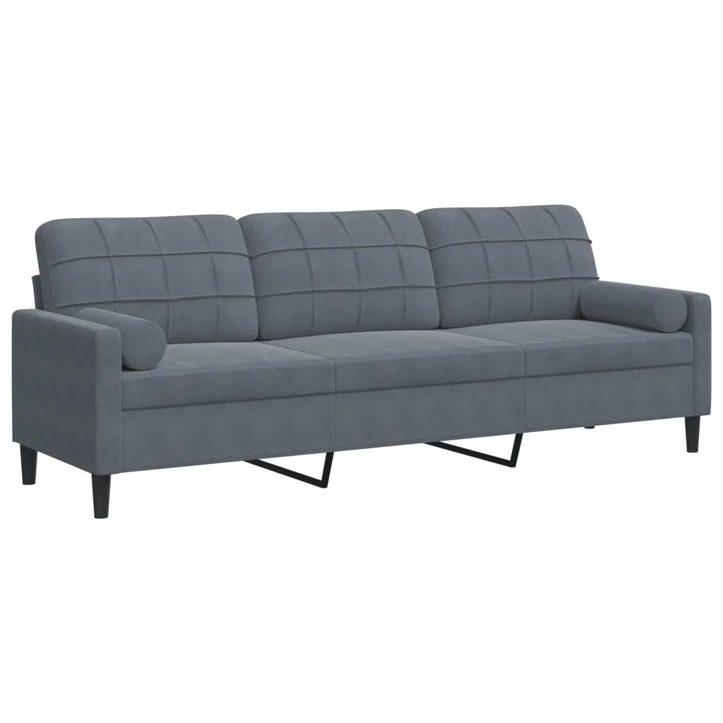 Divano a 3 Posti con Cuscini Grigio Scuro 210 cm in Velluto 3278240