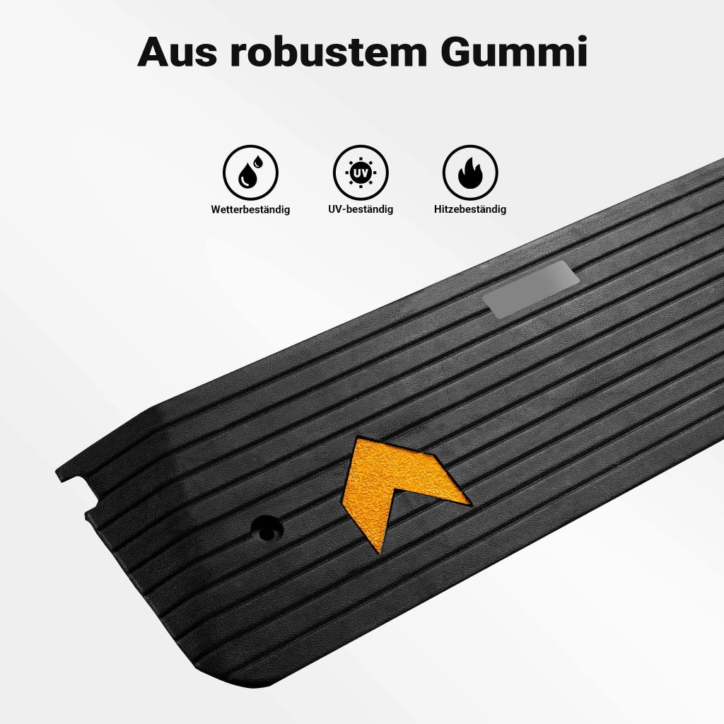 Rampa in gomma per marciapiede e soglia 1100 x 406 x 50 mm max 50 t con elementi riflettenti