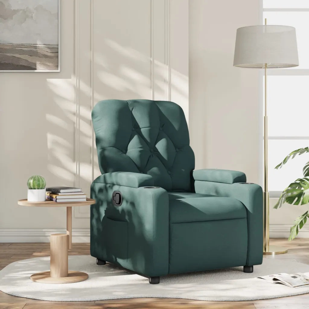 Divano Sedia-Poltrona Reclinabile in Tessuto Verde Scuro 486222