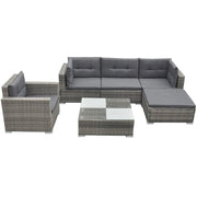 Set di mobili da giardino mobili da esterno con cuscini 6 pezzi resina intrecciata grigia 02_0018321