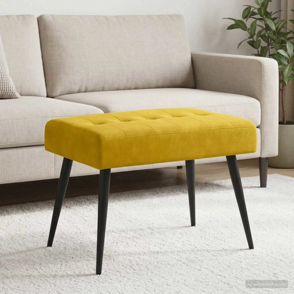 Panchina con bottoni imbottiti Giallo 60 x 40 x 45 cm Velluto 42038508