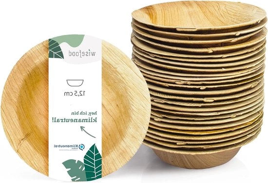 Piatti da snack biodegradabili a foglia di palma - 25 pezzi, diametro 14 cm - Piatti usa e getta per zuppa, insalata o pasta - 200 ml