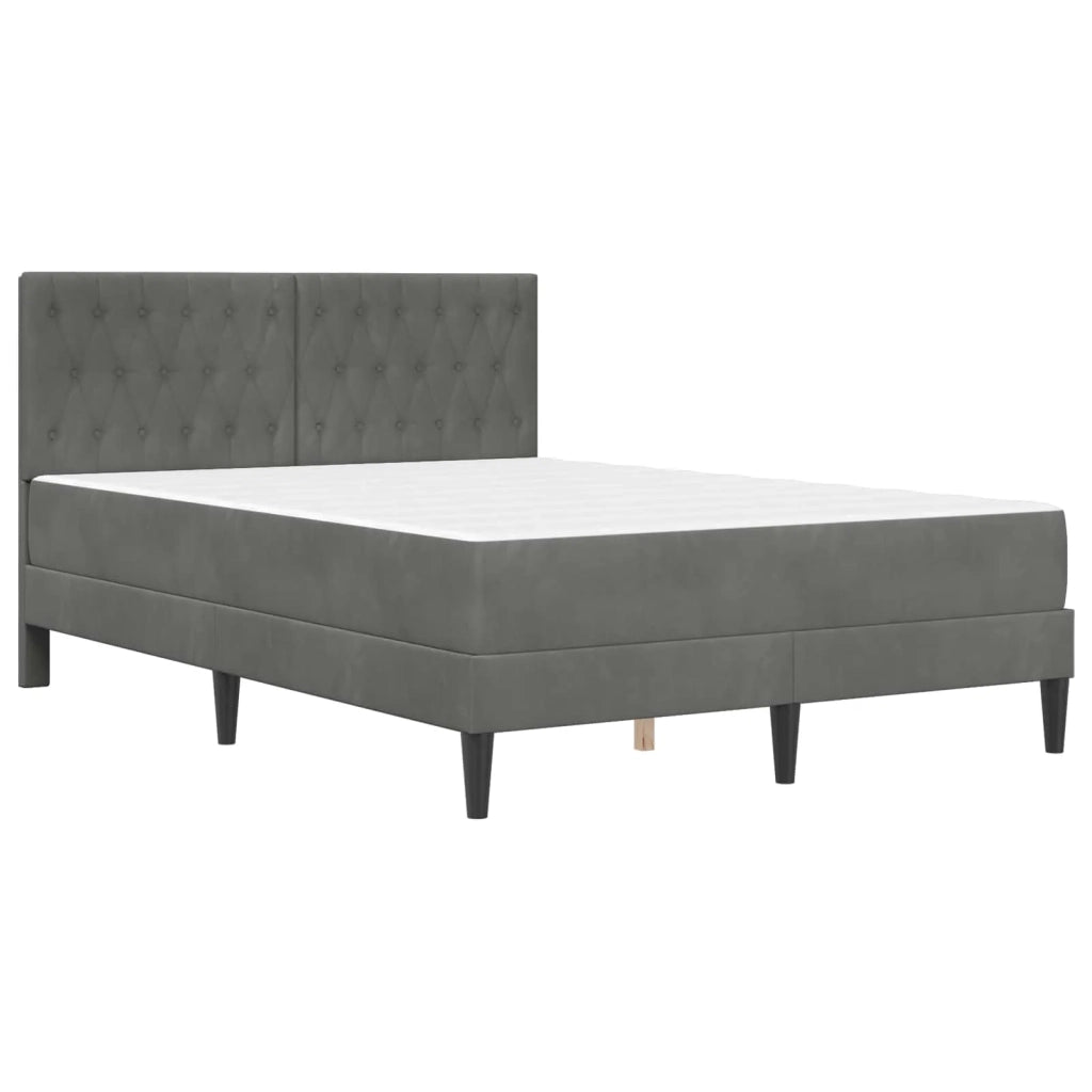 Struttura letto con materasso Grigio scuro 140 x 200 cm Velluto