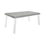 Tavolo da pranzo SPRING – L168 x H88 x l78 cm – Effetto cemento e metallo bianco